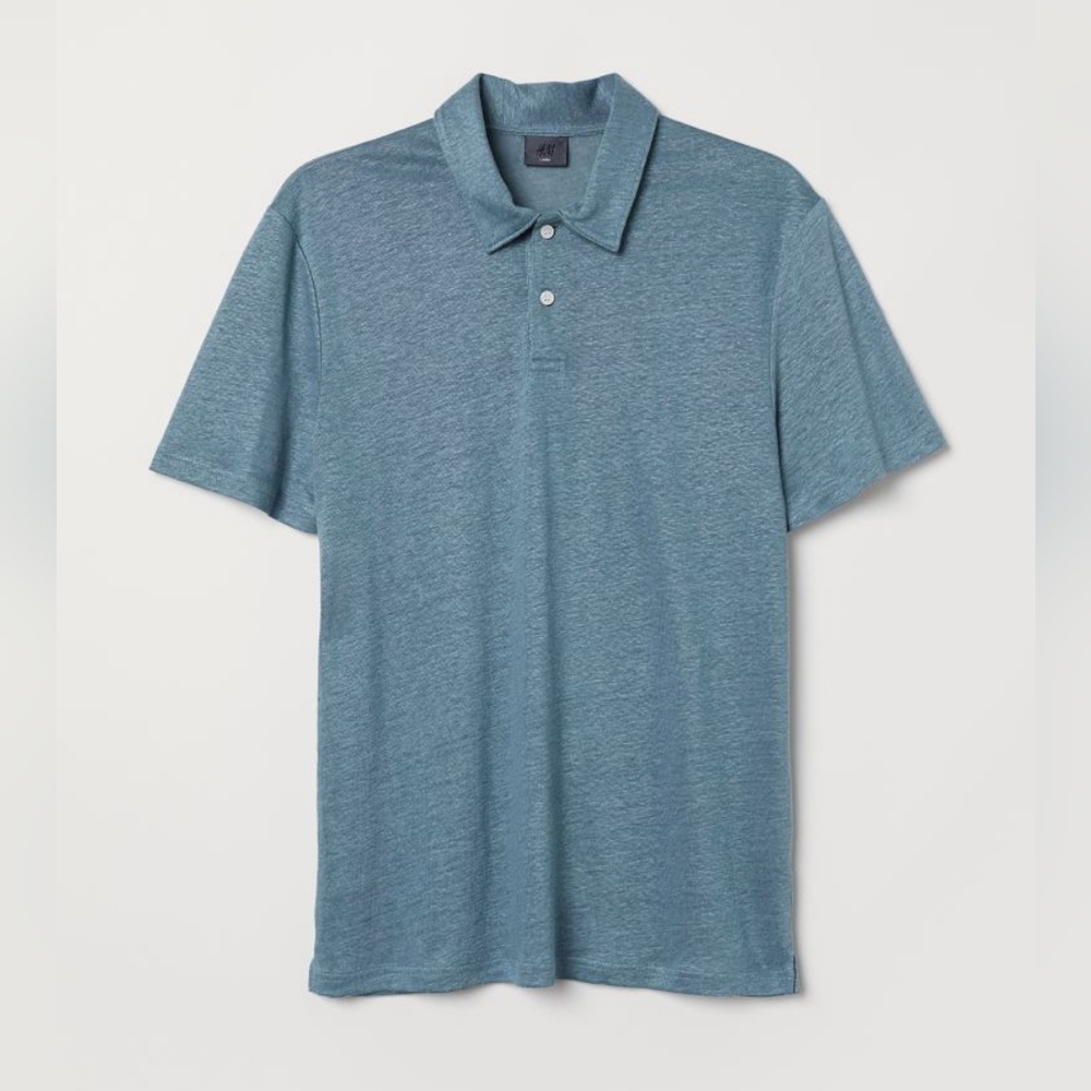H&M Men's Blue Short Sleeve Polo Shirt Size XL